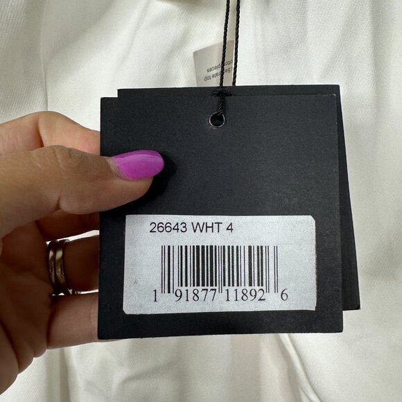 NWT Mac Duggal Bow Shoulder Long Sleeve Sweetheart Fitted Mini Dress White #9866 - Picture 6 of 8